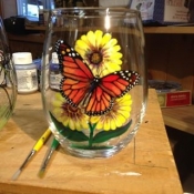 Hand Painted Monarch Butterfly Glassware