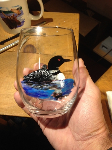 Hand Painted Loon Glassware
