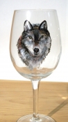 Hand Painted Wolf Glassware